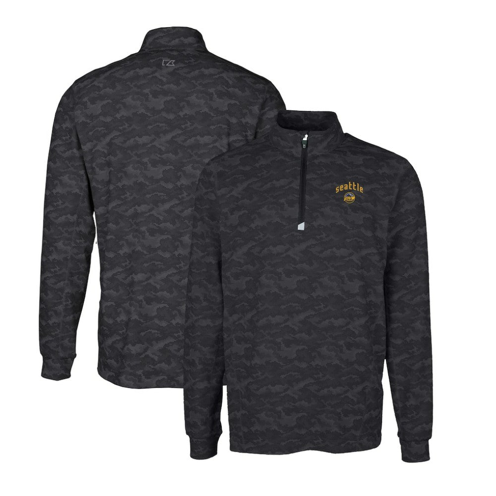 Black Seattle Mariners Cutter & Buck City Connect Big & Tall Traverse Camo Print Stretch Quarter-Zip Pullover Top