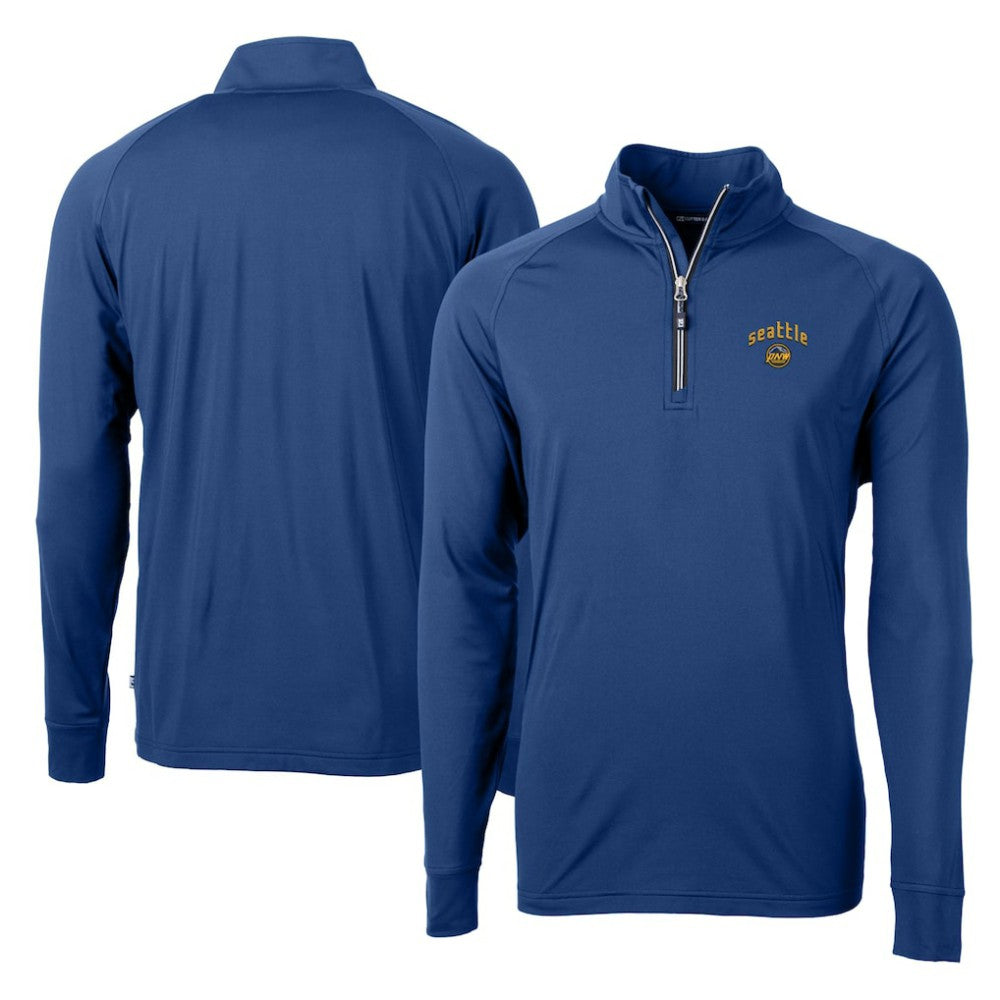 Blue Seattle Mariners Cutter & Buck City Connect Adapt Eco Knit Stretch Recycled Quarter-Zip Pullover Top