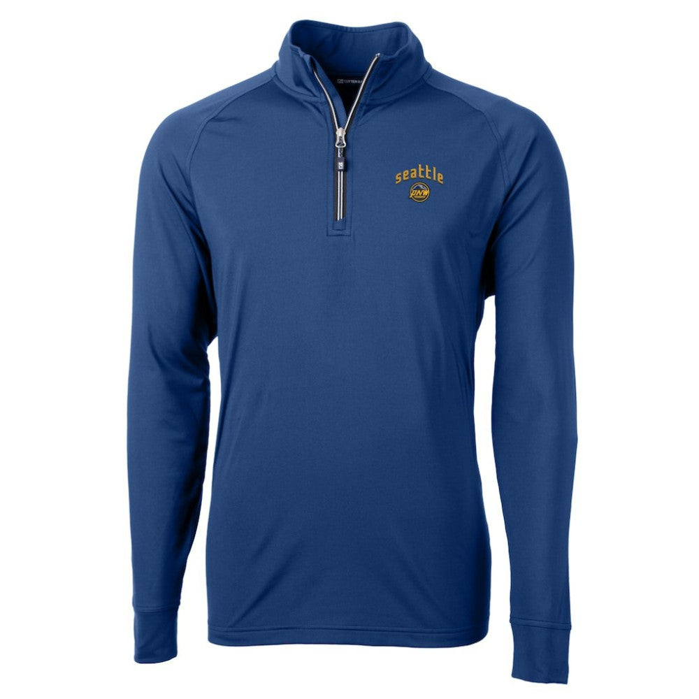 Blue Seattle Mariners Cutter & Buck City Connect Adapt Eco Knit Stretch Recycled Quarter-Zip Pullover Top