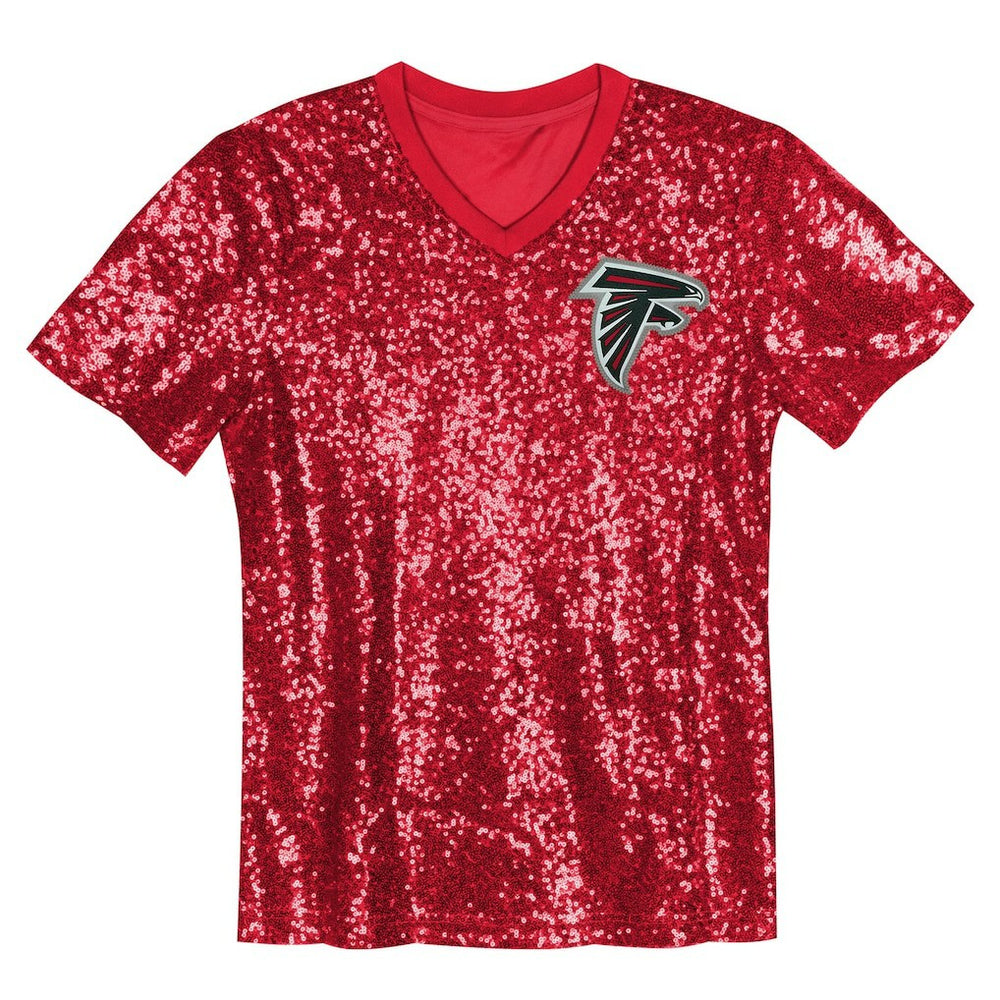 Bijan Robinson  Girls Youth Sequin V-Neck Fashion Jersey - Atlanta Falcons Jerseys