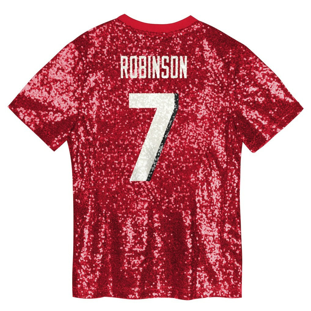 Bijan Robinson  Girls Youth Sequin V-Neck Fashion Jersey - Atlanta Falcons Jerseys