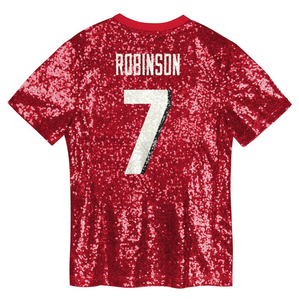Bijan Robinson  Girls Youth Sequin V-Neck Fashion Jersey - Atlanta Falcons Jerseys