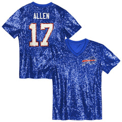 Josh Allen  Girls Youth Sequin V-Neck Fashion Jersey - Buffalo Bills Jerseys
