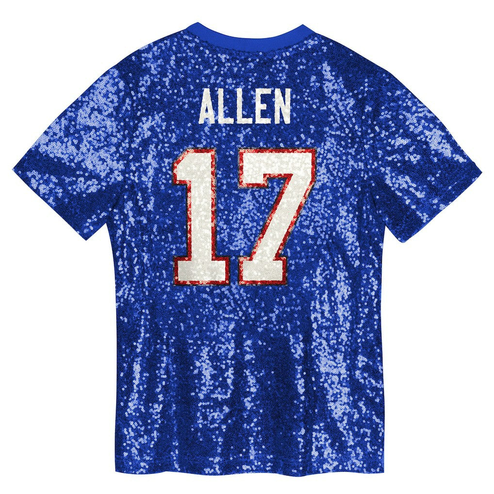 Josh Allen  Girls Youth Sequin V-Neck Fashion Jersey - Buffalo Bills Jerseys