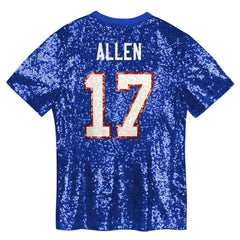Josh Allen  Girls Youth Sequin V-Neck Fashion Jersey - Buffalo Bills Jerseys