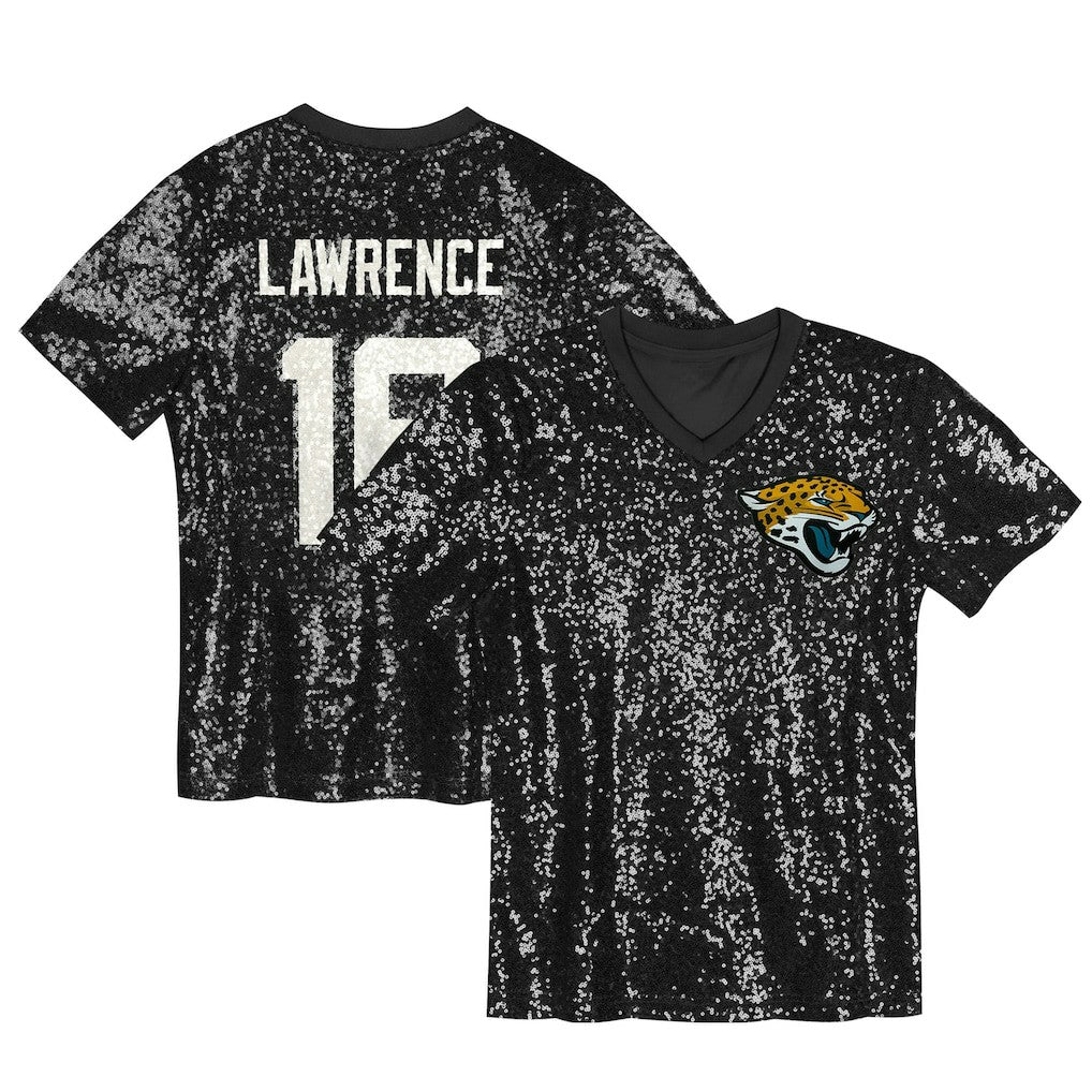 Trevor Lawrence  Girls Youth Sequin V-Neck Fashion Jersey - Jacksonville Jaguars Jerseys