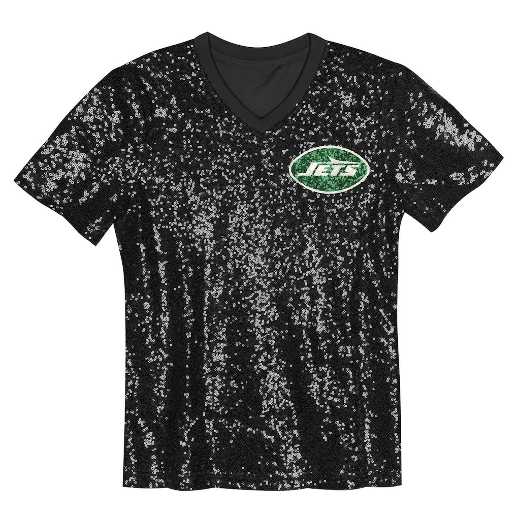 Sauce Gardner  Girls Youth Sequin V-Neck Fashion Jersey - New York Jets Jerseys