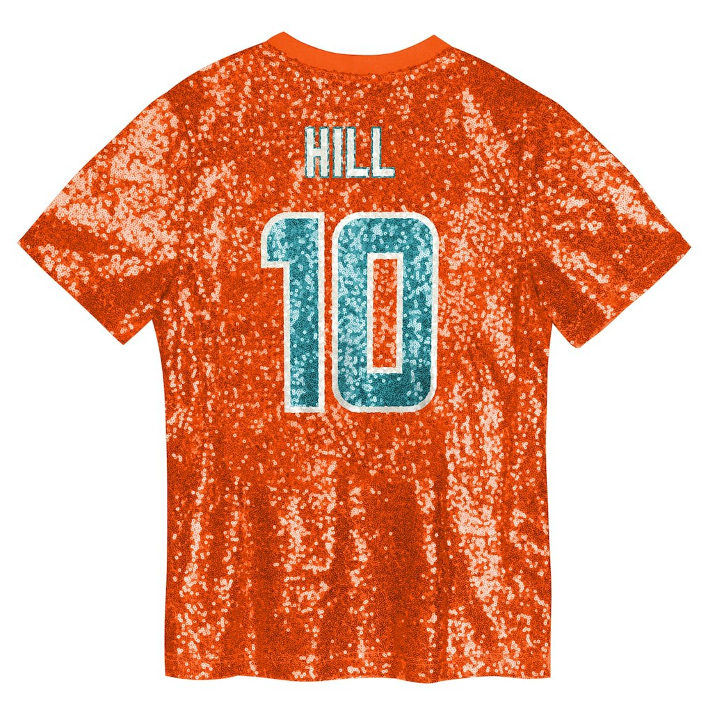 Tyreek Hill  Girls Youth Sequin V-Neck Fashion Jersey - Miami Dolphins Jerseys