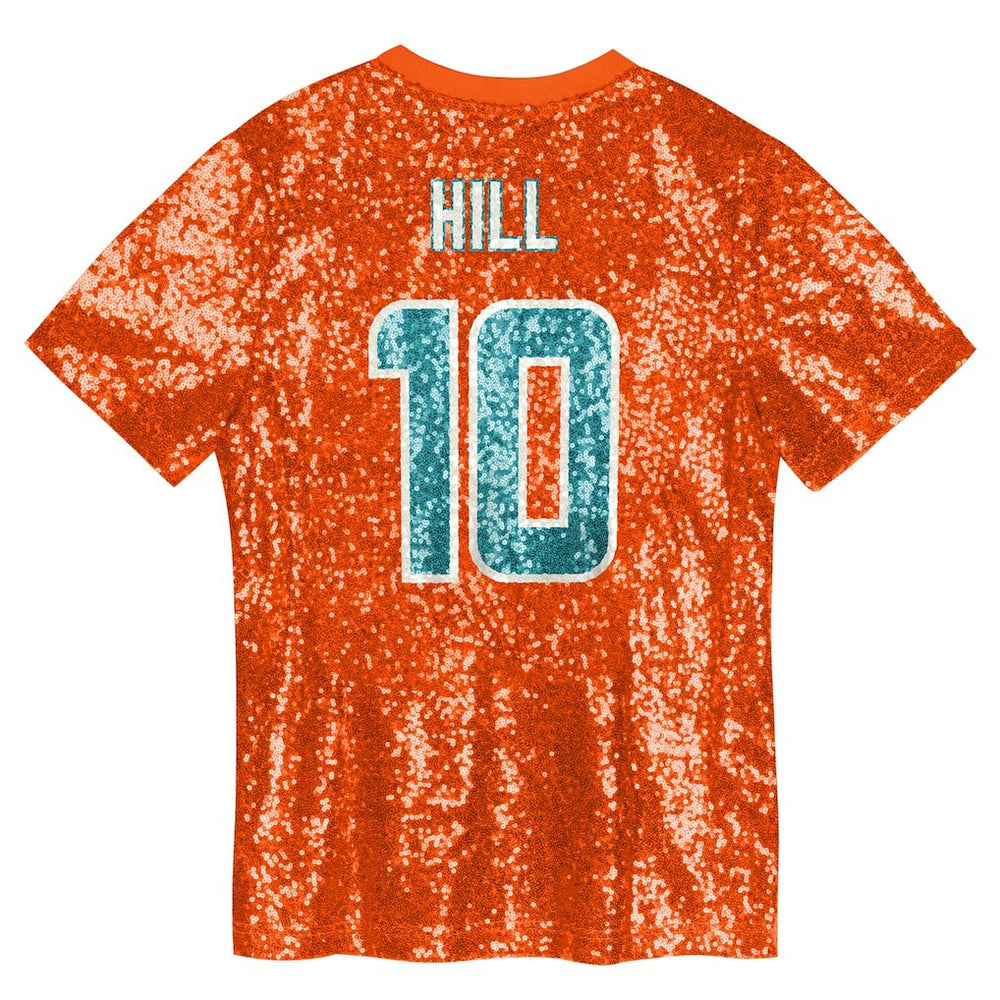 Tyreek Hill  Girls Youth Sequin V-Neck Fashion Jersey - Miami Dolphins Jerseys