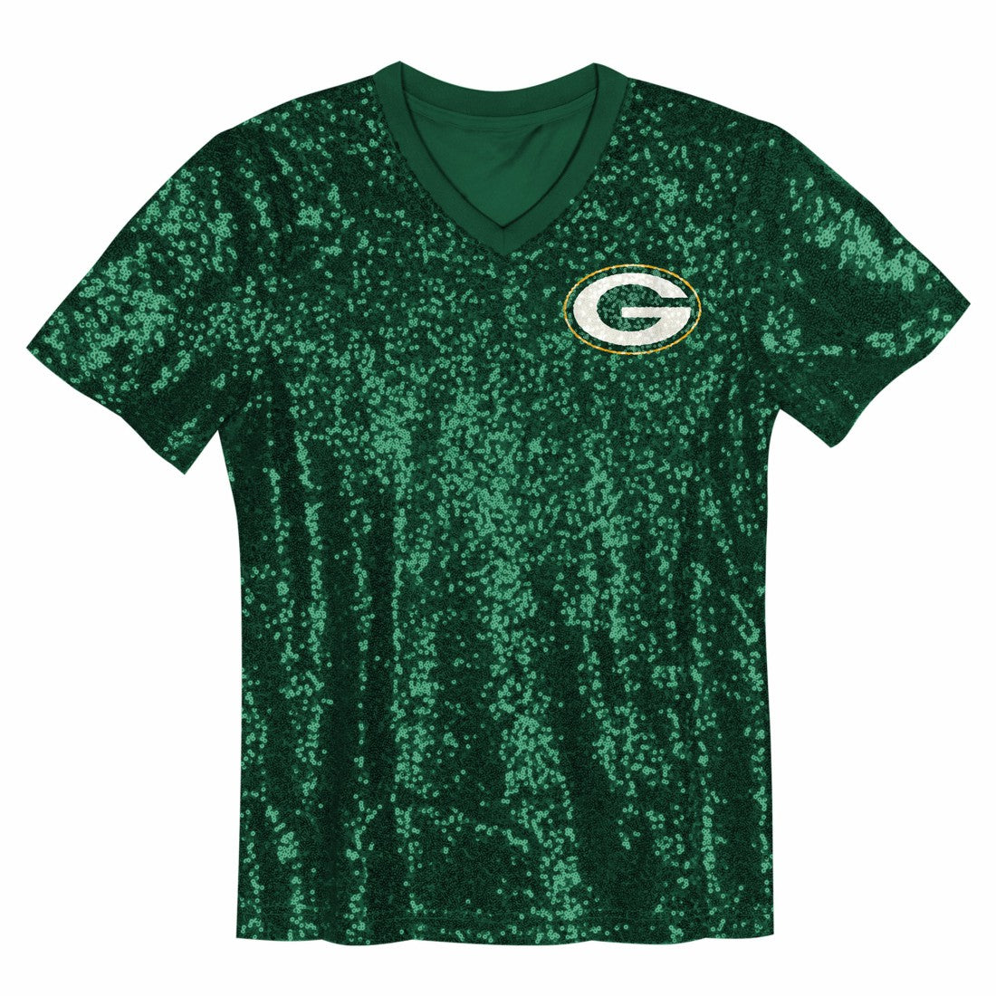 Jordan Love  Girls Youth Sequin V-Neck Fashion Jersey - Green Bay Packers Jerseys