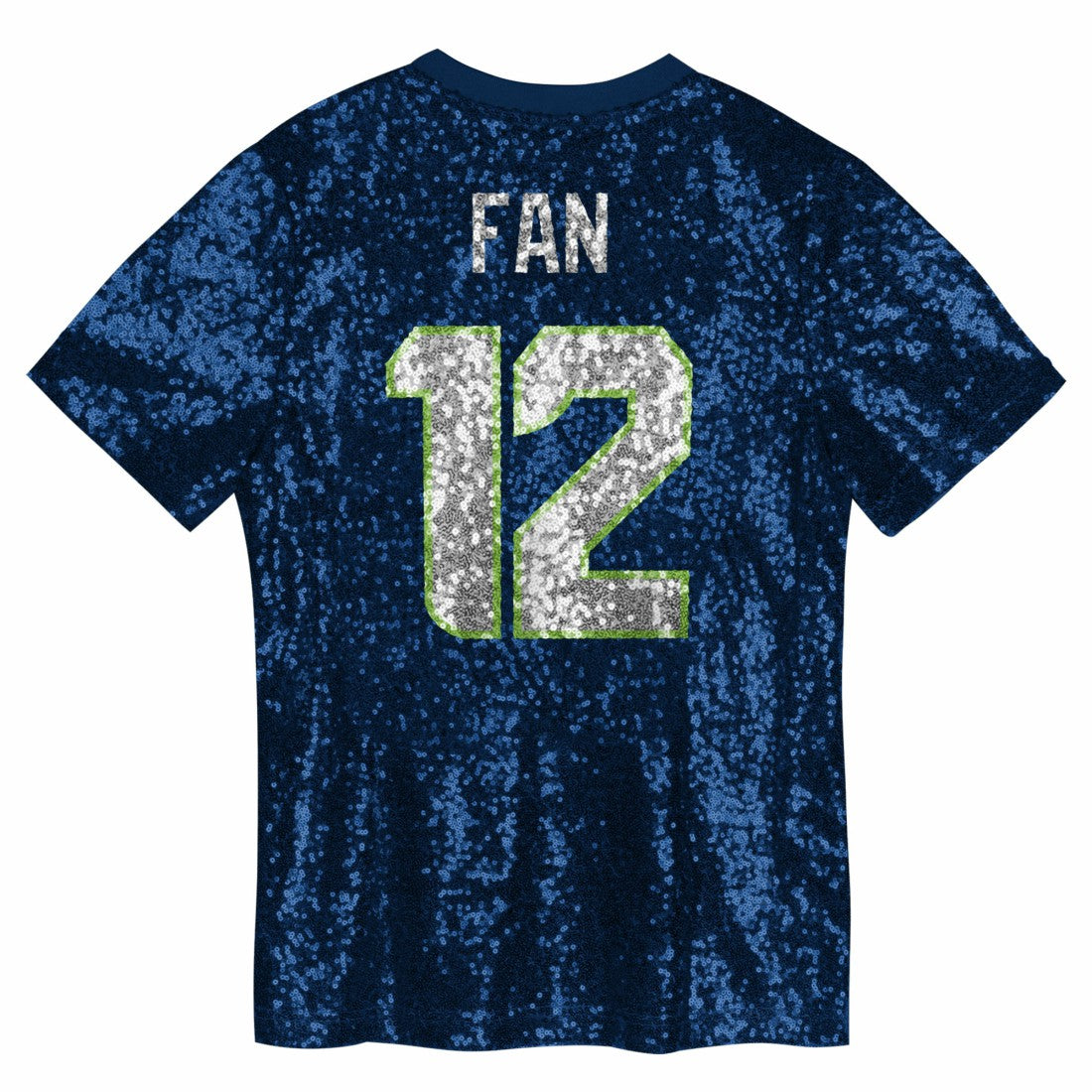 12 Fan  Girls Youth Sequin V-Neck Fashion Jersey - Seattle Seahawks Jerseys