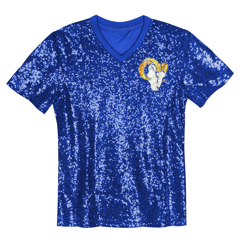 Puka Nacua  Girls Youth Sequin V-Neck Fashion Jersey - Los Angeles Rams Jerseys