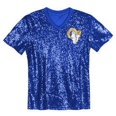 Puka Nacua  Girls Youth Sequin V-Neck Fashion Jersey - Los Angeles Rams Jerseys