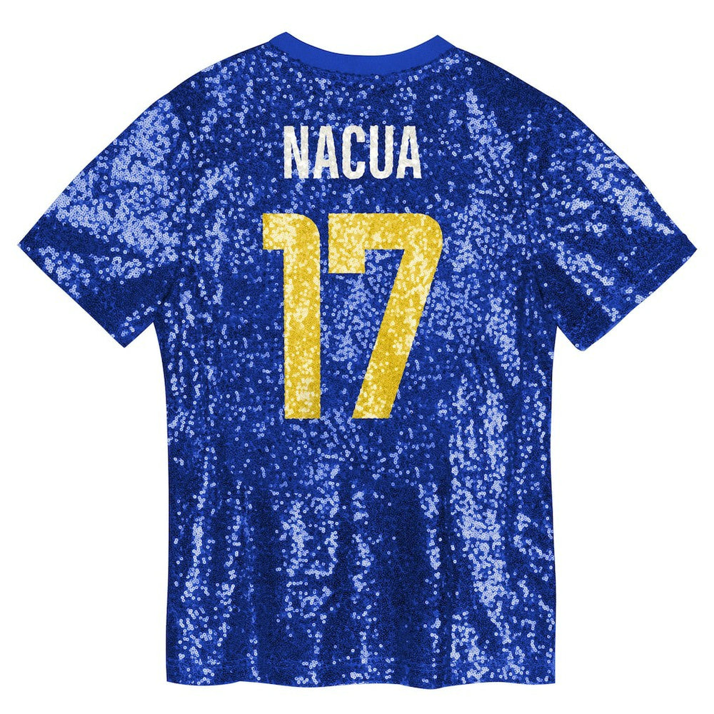 Puka Nacua  Girls Youth Sequin V-Neck Fashion Jersey - Los Angeles Rams Jerseys