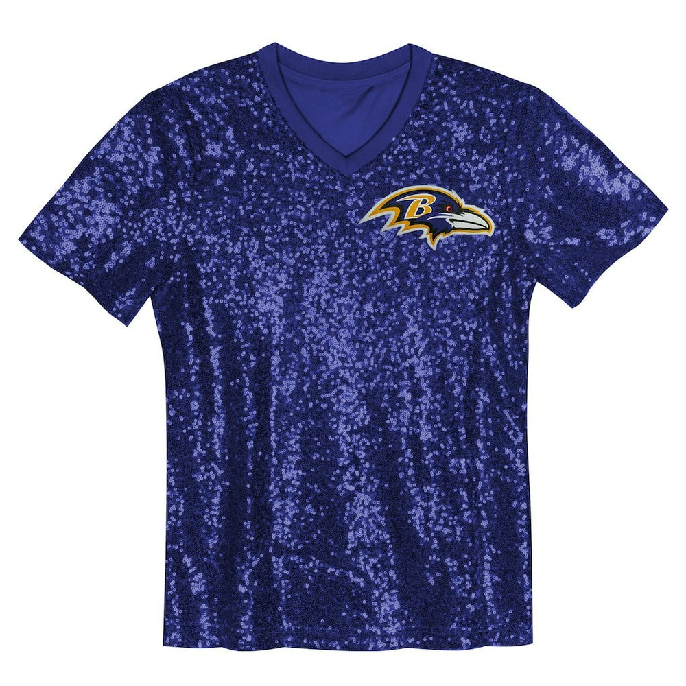 Lamar Jackson  Girls Youth Sequin V-Neck Fashion Jersey - Baltimore Ravens Jerseys