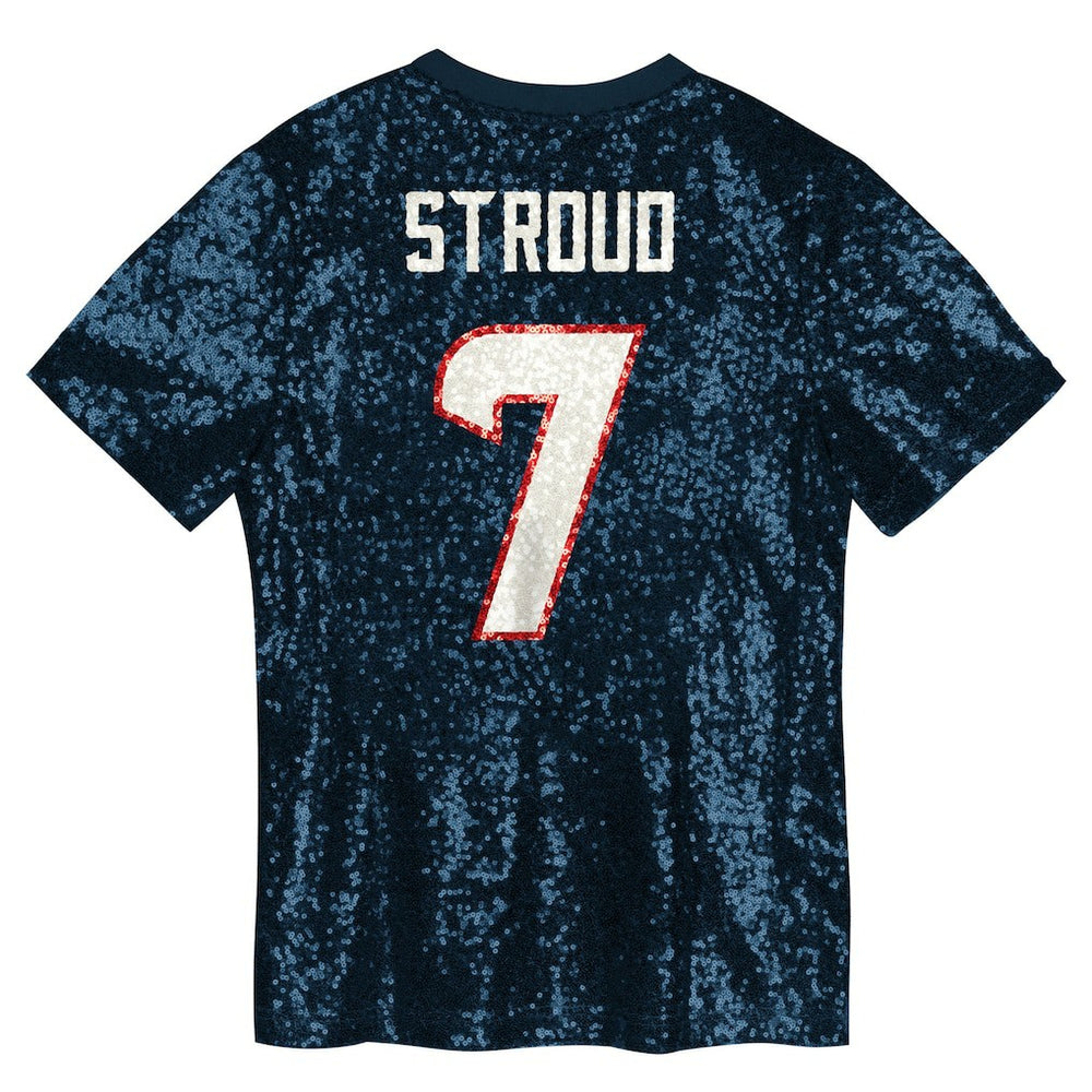 C.J. Stroud  Girls Youth Sequin V-Neck Fashion Jersey - Houston Texans Jerseys