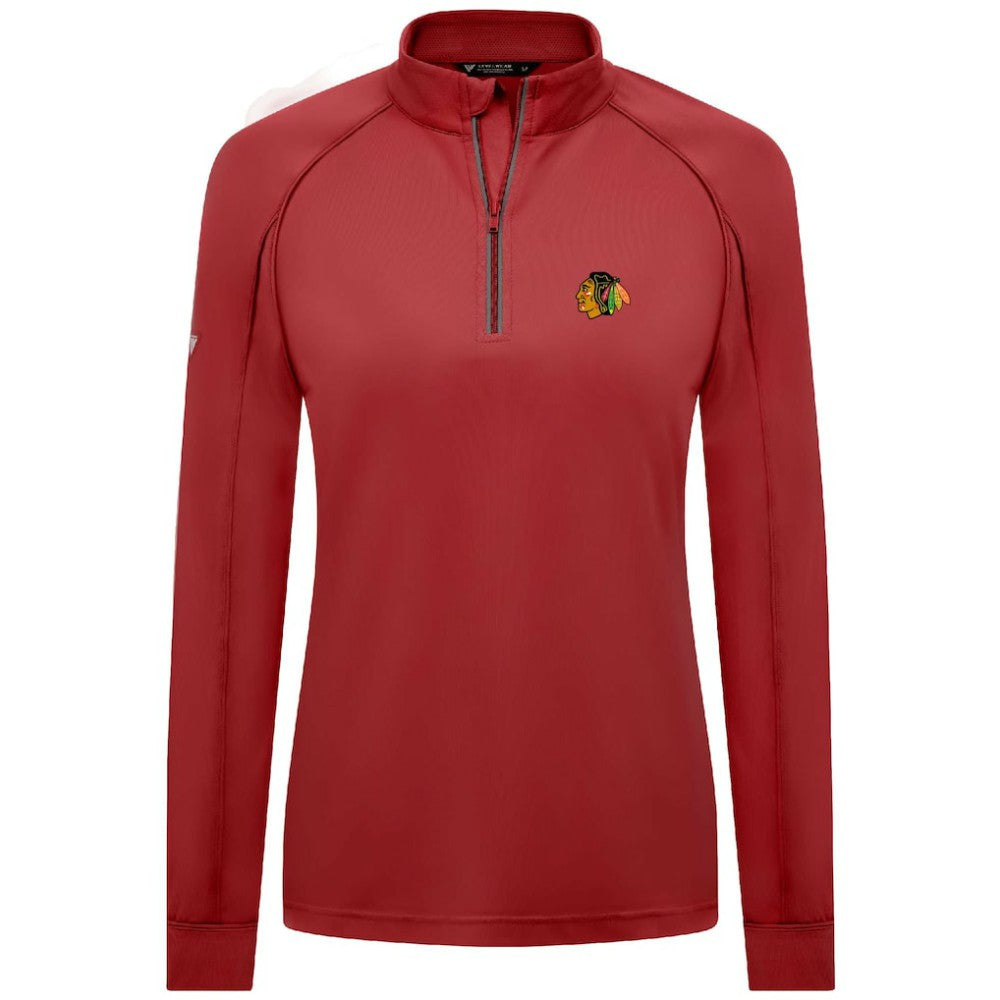 NHL Chicago Blackhawks Levelwear Women's Kinetic Insignia Core Quarter-Zip Pullover Top