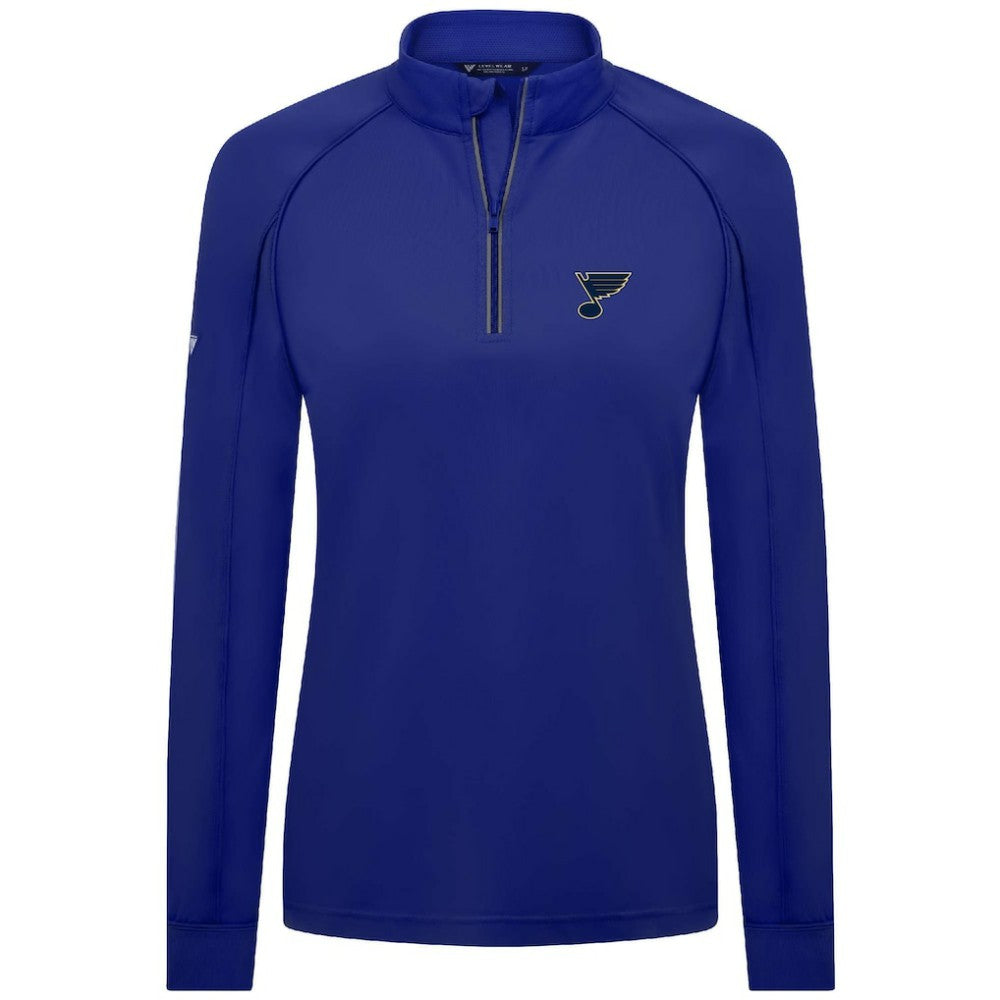 NHL St. Louis Blues Levelwear Women's Kinetic Insignia Core Quarter-Zip Pullover Top