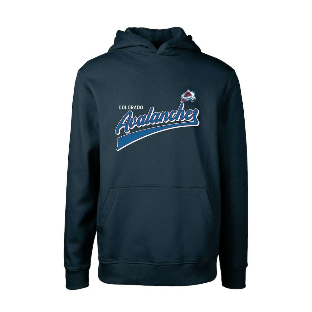 NHL Colorado Avalanche Levelwear Youth Podium Retro Script Fleece Pullover Hoodie