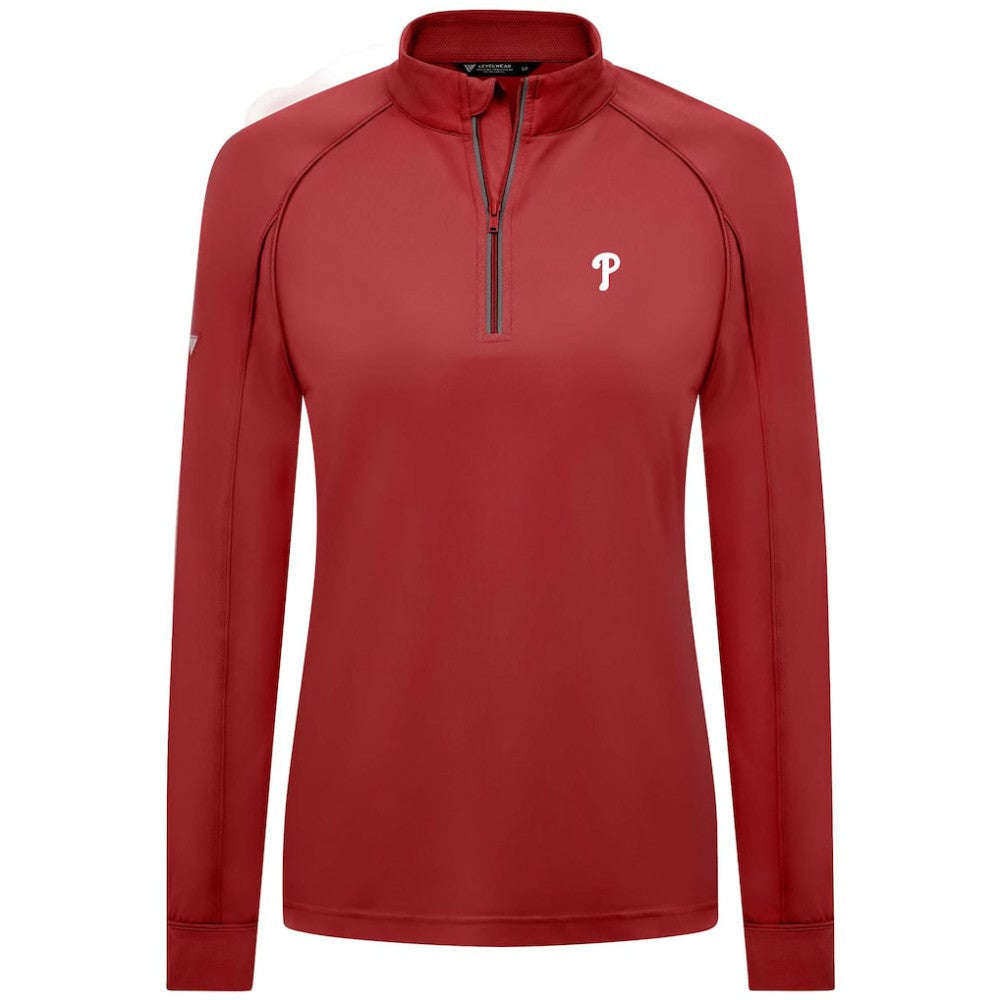 Red Philadelphia Phillies Levelwear Women's Kinetic Insignia Quarter-Zip Pullover