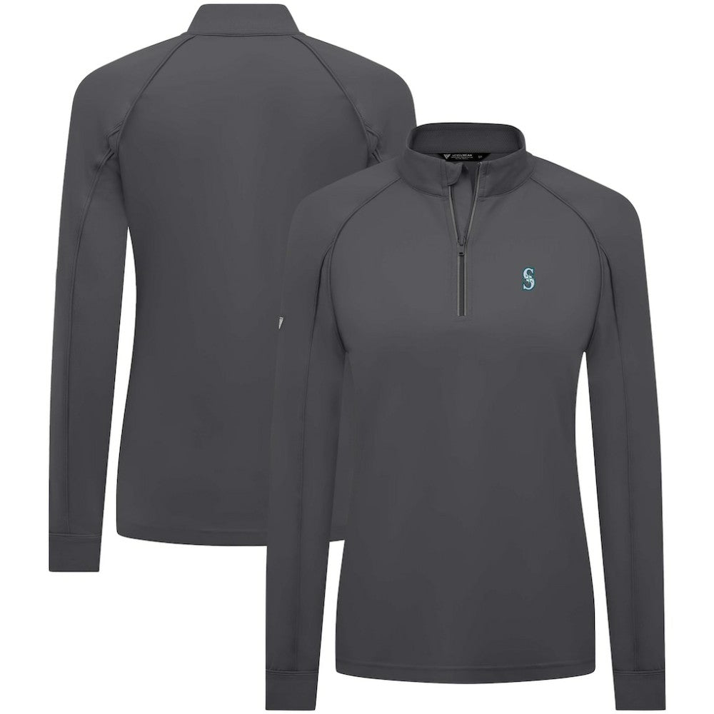 Charcoal Seattle Mariners Levelwear Women's Kinetic Insignia Quarter-Zip Pullover
