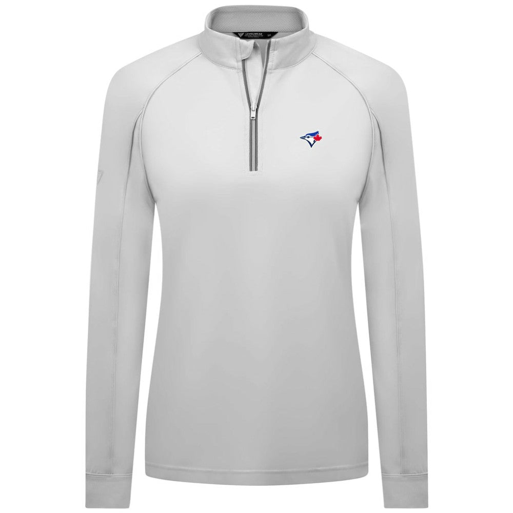 White Toronto Blue Jays Levelwear Women's Kinetic Insignia Quarter-Zip Pullover