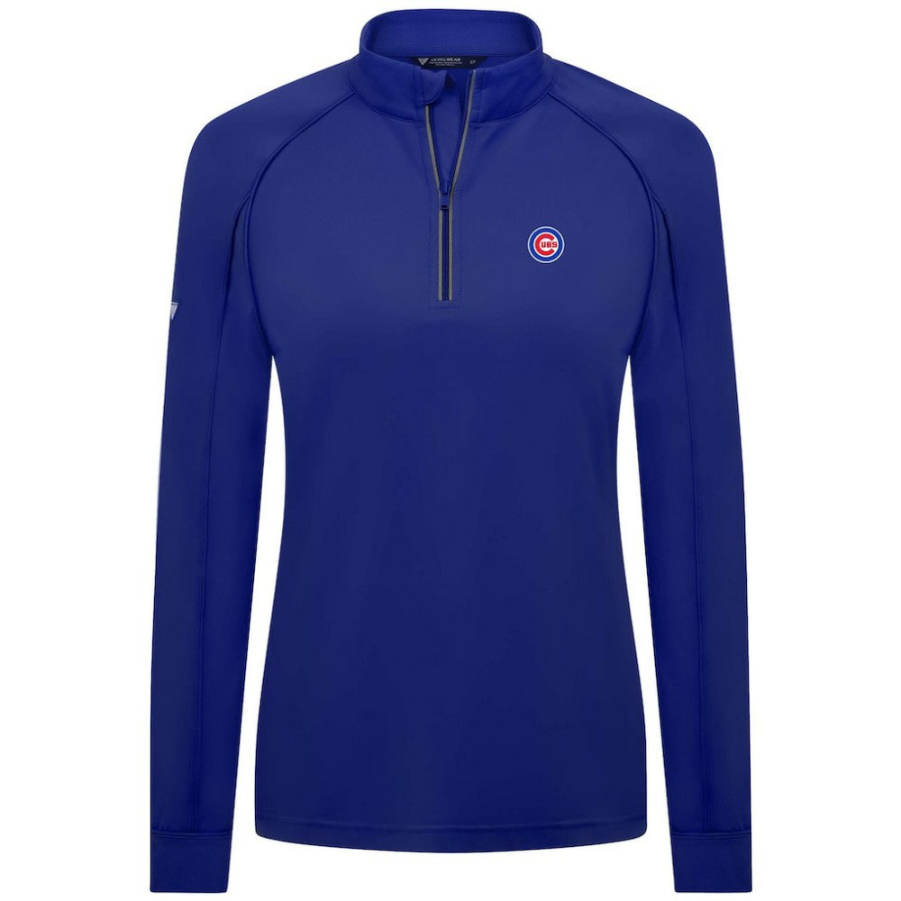 Royal Chicago Cubs Levelwear Women's Kinetic Insignia Quarter-Zip Pullover