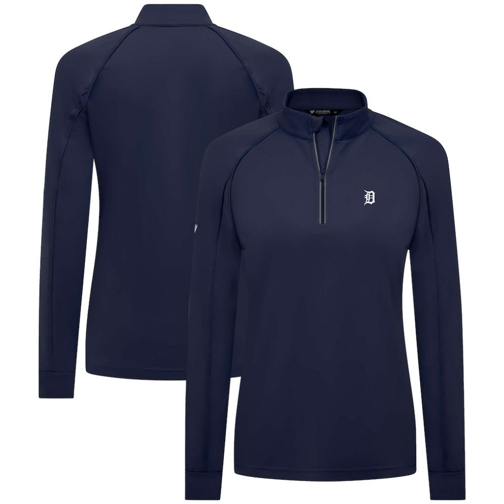Navy Detroit Tigers Levelwear Women's Kinetic Insignia Quarter-Zip Pullover