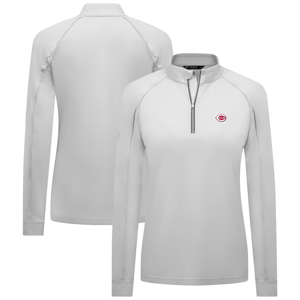 White Cincinnati Reds Levelwear Women's Kinetic Insignia Quarter-Zip Pullover