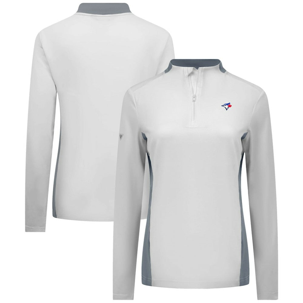 White Toronto Blue Jays Levelwear Women's Moxie Insignia Quarter-Zip Pullover