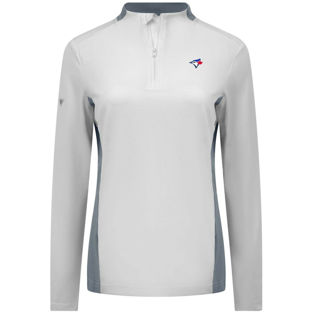 White Toronto Blue Jays Levelwear Women's Moxie Insignia Quarter-Zip Pullover
