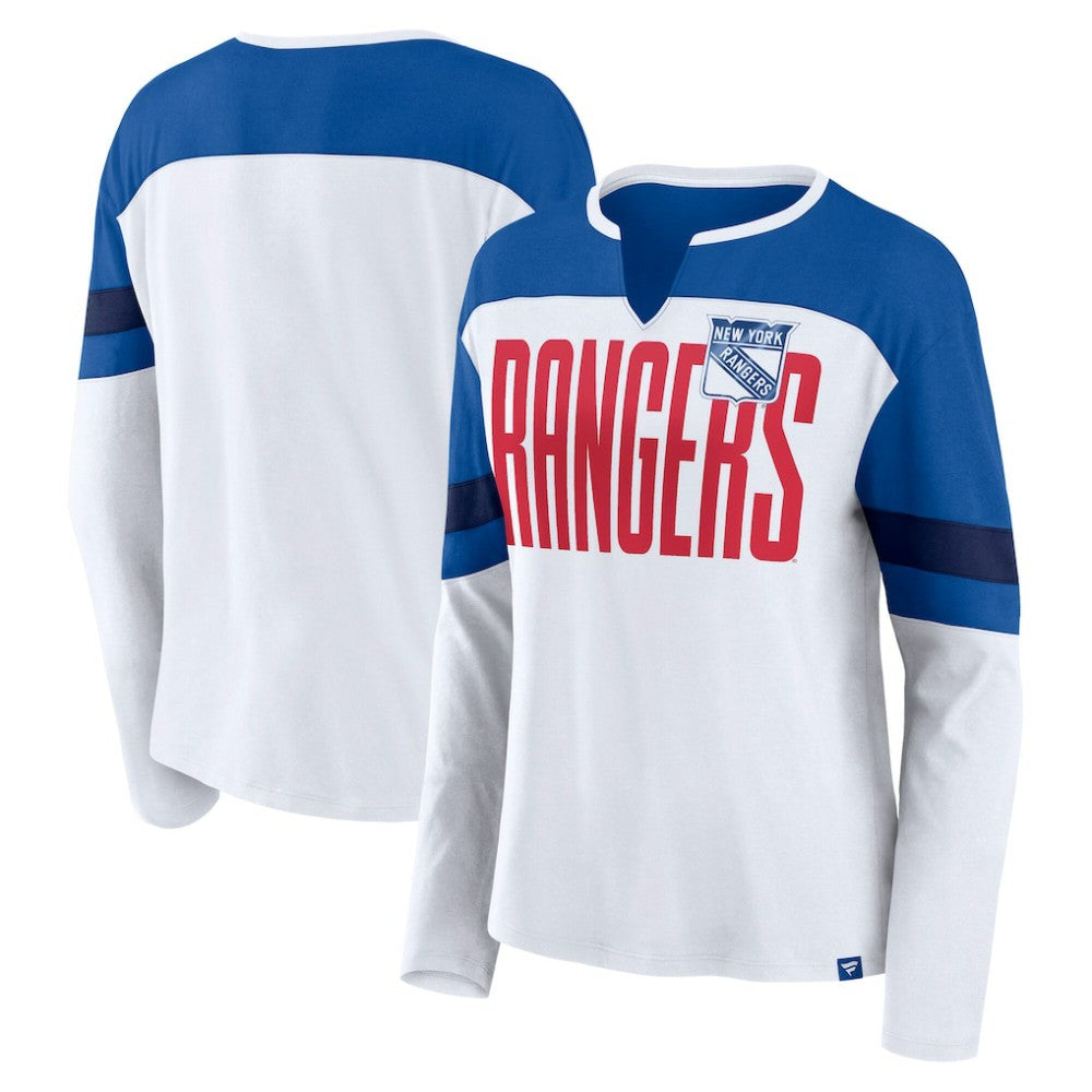 NHL New York Rangers Fanatics Women's Frozen Long Sleeve Notch Neck T-Shirt