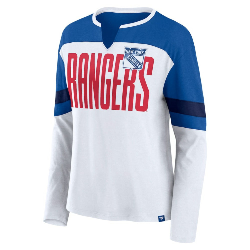 NHL New York Rangers Fanatics Women's Frozen Long Sleeve Notch Neck T-Shirt