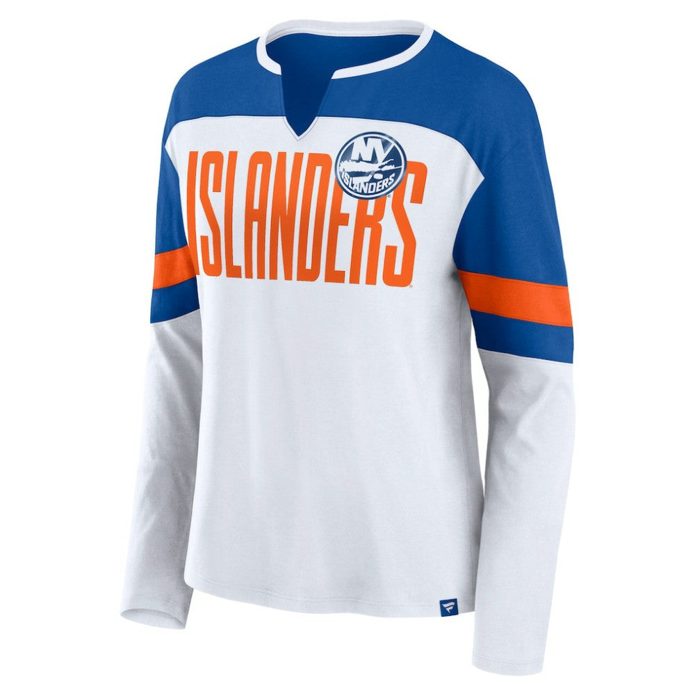 NHL New York Islanders Fanatics Women's Frozen Long Sleeve Notch Neck T-Shirt