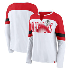 NHL Chicago Blackhawks Fanatics Women's Frozen Long Sleeve Notch Neck T-Shirt