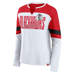 NHL Chicago Blackhawks Fanatics Women's Frozen Long Sleeve Notch Neck T-Shirt
