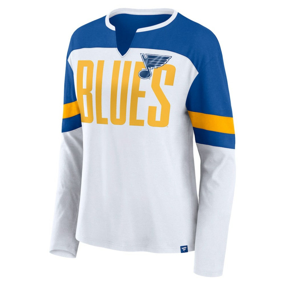 NHL St. Louis Blues Fanatics Women's Frozen Long Sleeve Notch Neck T-Shirt