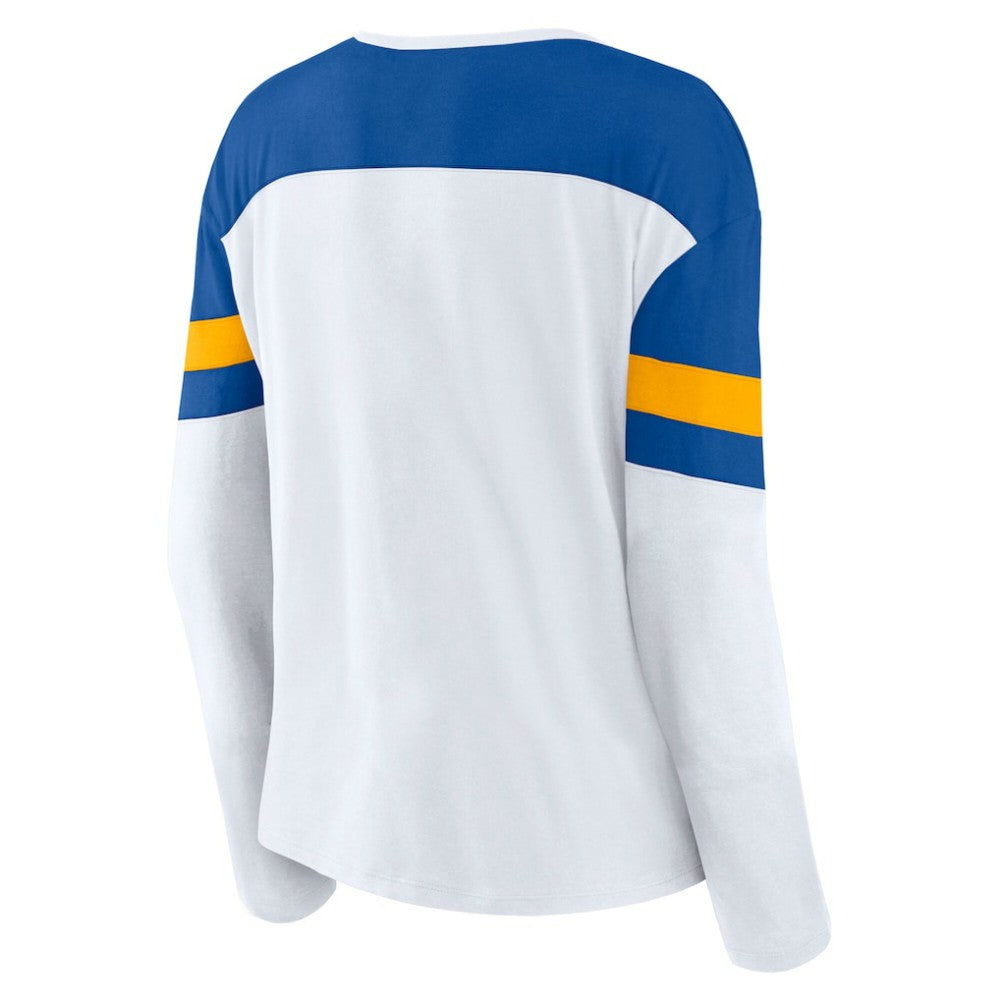NHL St. Louis Blues Fanatics Women's Frozen Long Sleeve Notch Neck T-Shirt