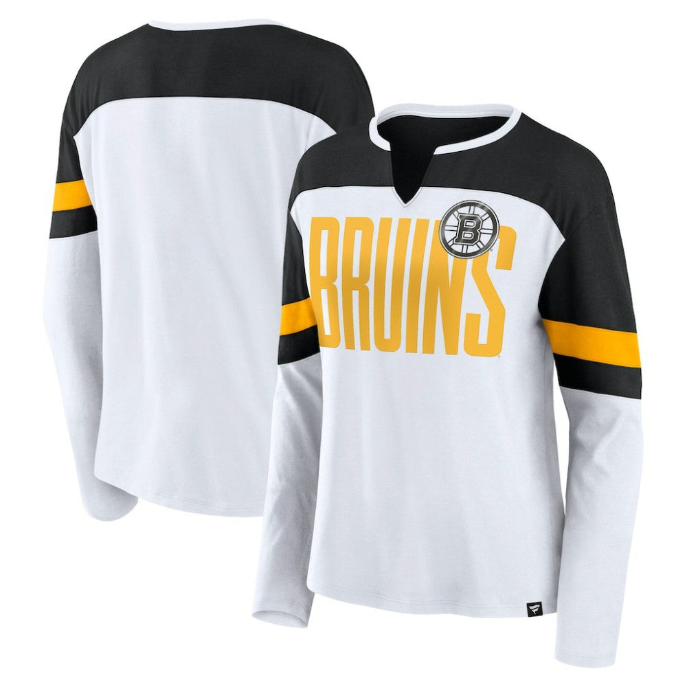 NHL Boston Bruins Fanatics Women's Frozen Long Sleeve Notch Neck T-Shirt