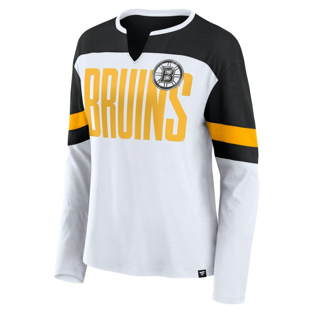 NHL Boston Bruins Fanatics Women's Frozen Long Sleeve Notch Neck T-Shirt