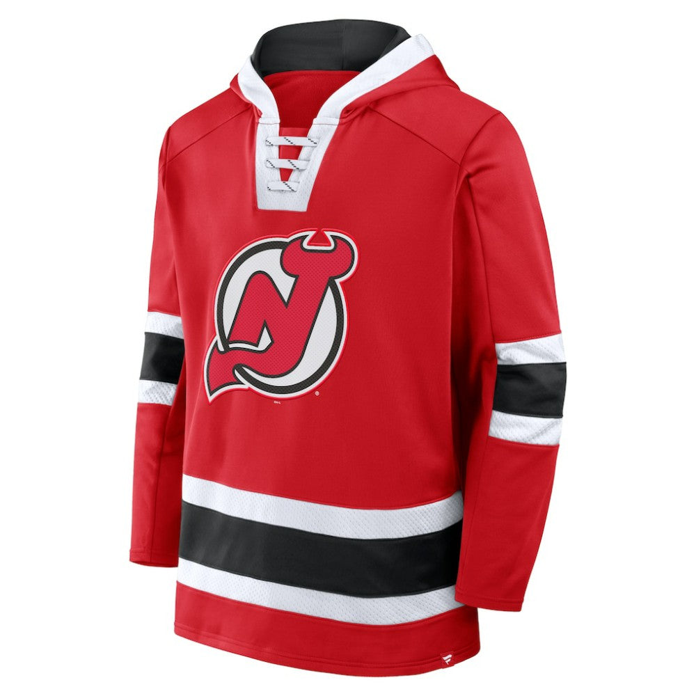 NHL New Jersey Devils Fanatics Inside Line Fleece Pullover Hoodie- Red