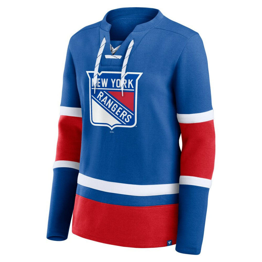 NHL New York Rangers Fanatics Women's Prime Time Lace-Up Long Sleeve T-Shirt