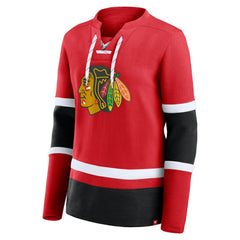 NHL Chicago Blackhawks Fanatics Women's Prime Time Lace-Up Long Sleeve T-Shirt