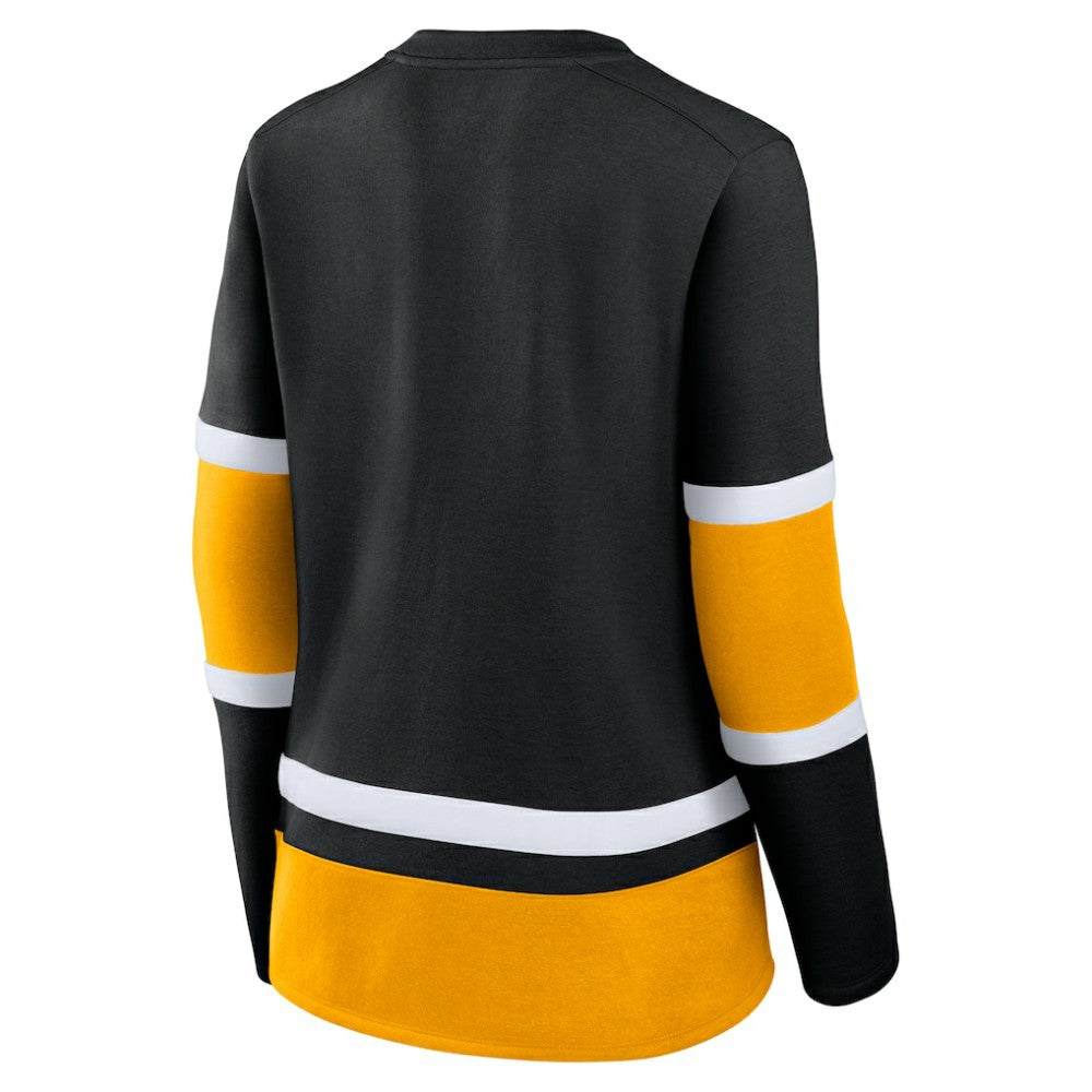 NHL Boston Bruins Fanatics Women's Prime Time Lace-Up Long Sleeve T-Shirt