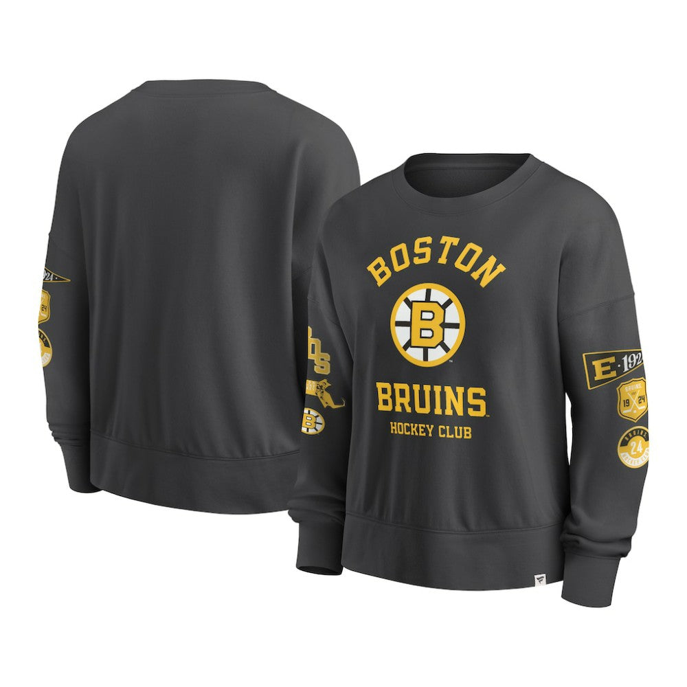 NHL Boston Bruins Fanatics Women's Oversized Vintage Go Team Pullover Sweatshirt