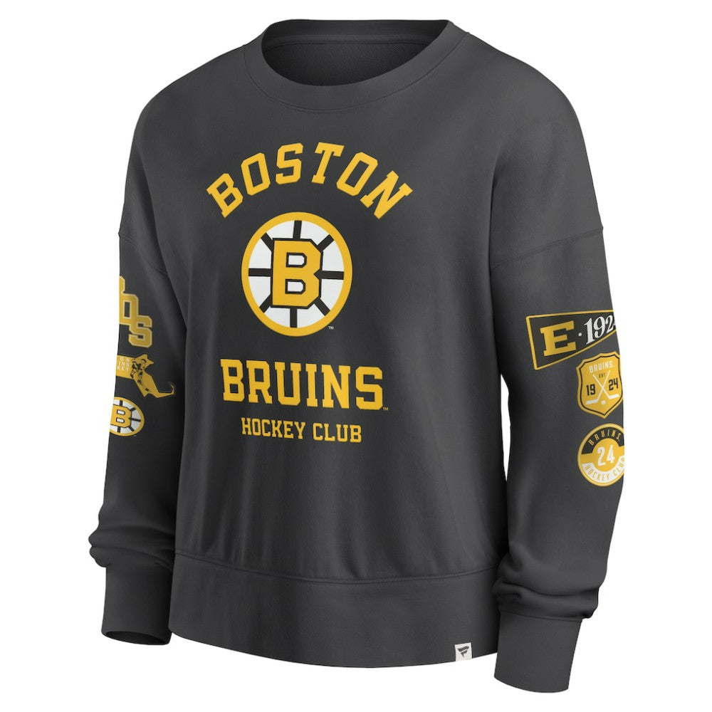 NHL Boston Bruins Fanatics Women's Oversized Vintage Go Team Pullover Sweatshirt