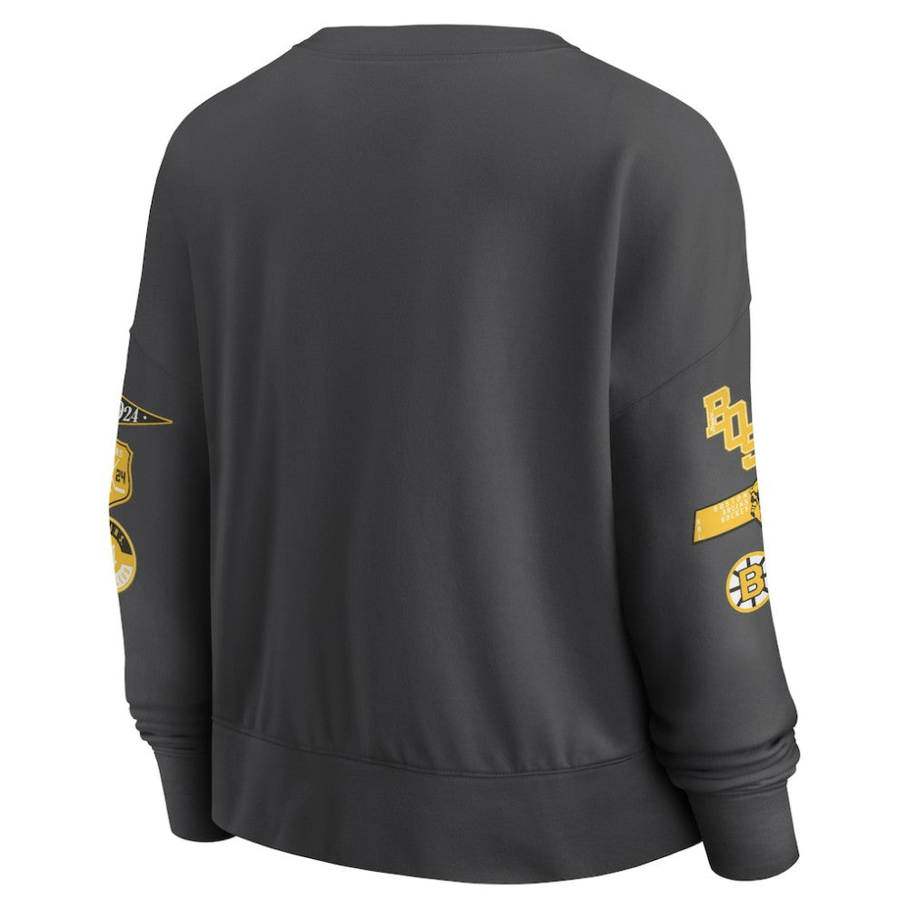 NHL Boston Bruins Fanatics Women's Oversized Vintage Go Team Pullover Sweatshirt