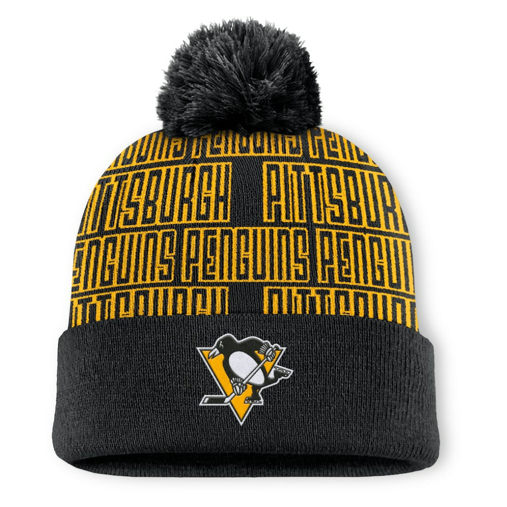 NHL Pittsburgh Penguins Fanatics Fundamental Empty Net Cuffed Knit Hat with Pom