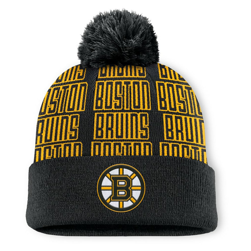 NHL Boston Bruins Fanatics Fundamental Empty Net Cuffed Knit Hat with Pom