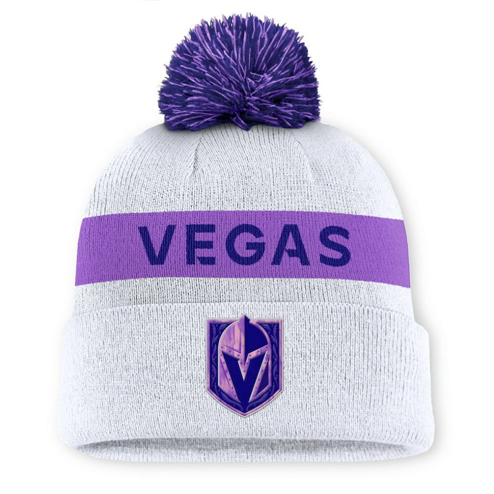 NHL Vegas Golden Knights Fanatics Hockey Fights Cancer Cuffed Knit Hat with Pom